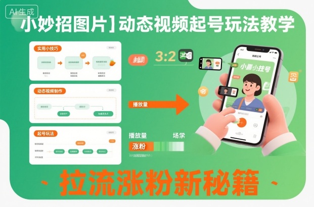 小妙招图片＋动态视频起号玩法教学，拉流涨粉新秘籍-阿权资源社