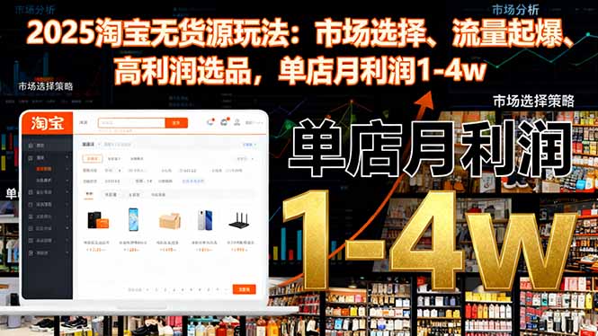 2025淘宝无货源玩法:市场选择、流量起爆、高利润选品,单店月利润1-4w-阿权资源社