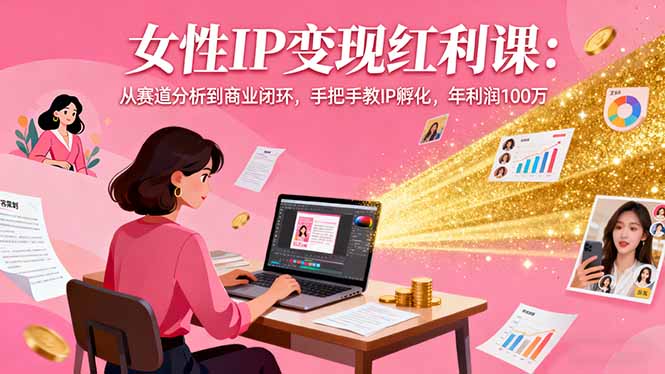 女性IP变现红利课：从赛道分析到商业闭环，手把手教IP孵化，年利润100万-阿权资源社