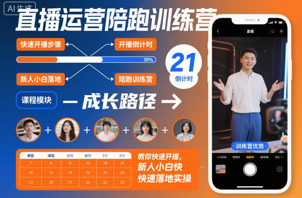 直播运营陪跑训练营，教你快速开播，新人小白快速落地实操-阿权资源社