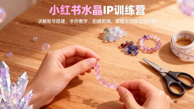 小红书水晶IP训练营，讲解账号搭建、手作教学、拍摄剪辑，全流程运营技能-阿权资源社