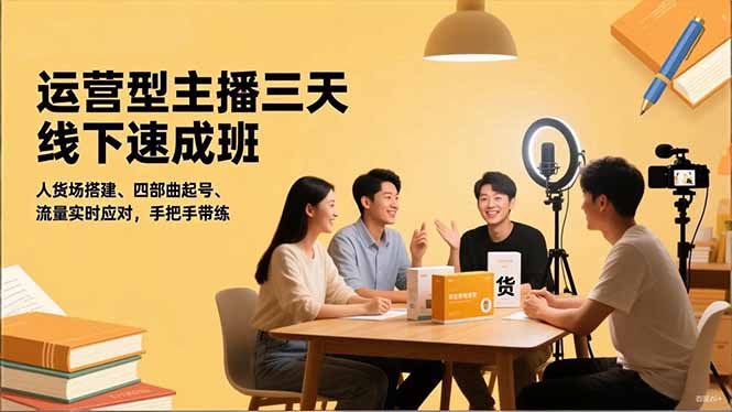 运营型主播三天线下班，人货场搭建,四部曲起号,流量实时应对，手把手带练-阿权资源社