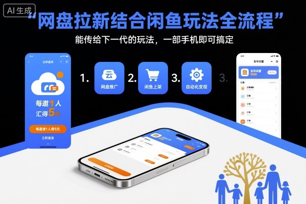 网盘拉新结合闲鱼玩法全流程，能传给下一代的玩法，一部手机即可搞定(附入口渠道以及实操教程)-阿权资源社