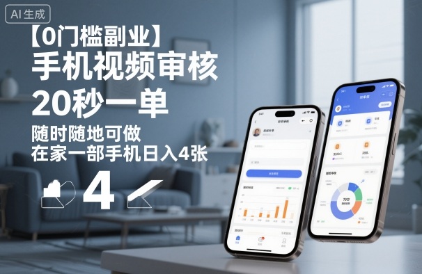 【0门槛副业】手机视频审核，20秒一单，随时随地可做，在家一部手机日入4张【揭秘】-阿权资源社