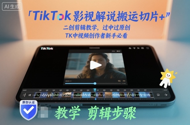 TikTok影视解说搬运切片+二创剪辑教学，过中过原创，TK中视频创作者新手必看-阿权资源社