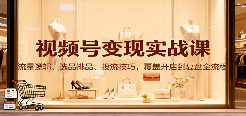 视频号变现实战课：流量逻辑、选品排品、投流技巧，覆盖开店到复盘全流程-阿权资源社