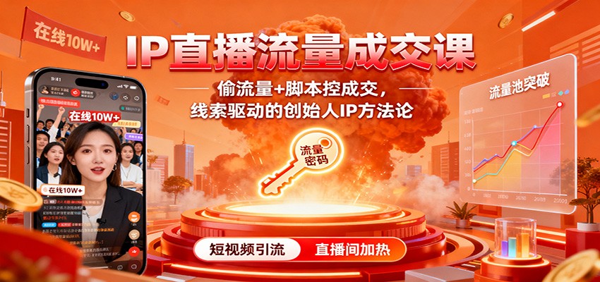 IP直播流量成交课:偷流量+脚本控成交,线索驱动的创始人IP方法论-阿权资源社