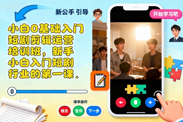 小白0基础入门短剧剪辑运营培训班，新手小白入门短剧行业的第一课-阿权资源社