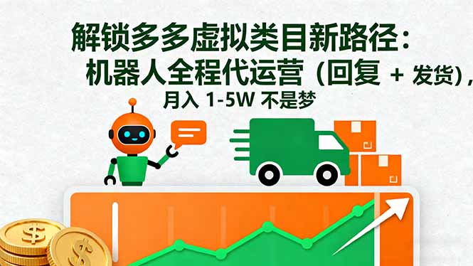 解锁多多虚拟类目新路径：机器人全程代运营(回复 + 发货-阿权资源社
