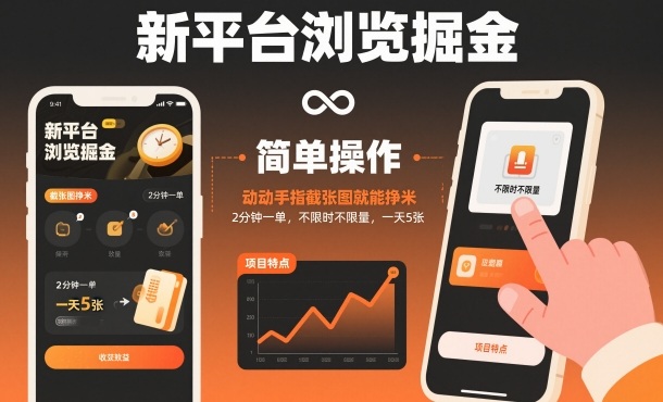 新平台浏览掘金,动动手指截张图就能挣米,2分钟一单,不限时不限量,一天5张【揭秘】-阿权资源社