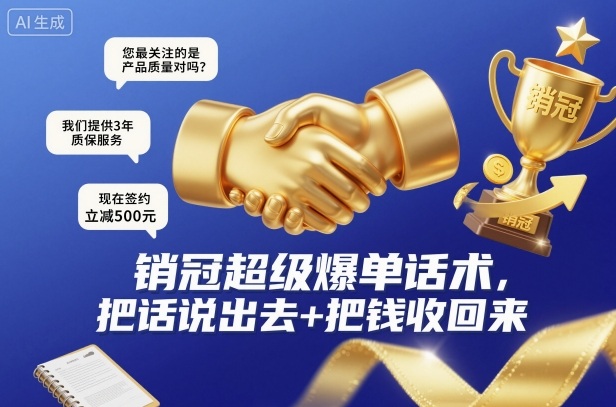 销冠超级爆单话术，把话说出去+把钱收回来-阿权资源社