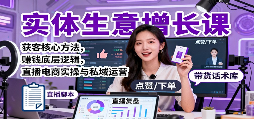 实体生意增长课：获客核心方法，赚钱底层逻辑，直播电商实操与私域运营-阿权资源社
