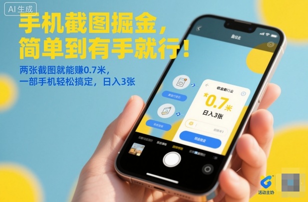 手机截图掘金，简单到有手就行！两张截图就能賺0.7米，一部手机轻松搞定，日入3张【揭秘】-阿权资源社