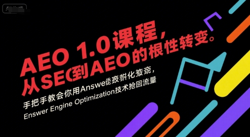 AEO 1.0 课程，从SEO到AE0的基命性转变，手把手教会你用AnswerEngineOptimization技术抢回流量(更新)-阿权资源社