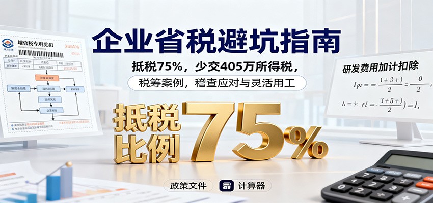 企业省税避坑指南：抵税75%，少交405万所得税，税筹案例，稽查应对与灵活用工-阿权资源社
