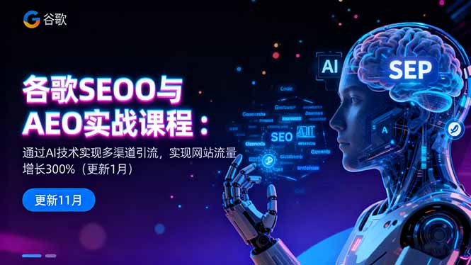 谷歌SEO与AEO实战课程：通过AI技术实现多渠道引流，实现网站流量增长300%-阿权资源社