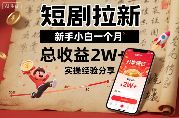 短剧拉新新手小白一个月总收益2W+实操经验分享-阿权资源社