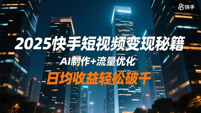 2025快手短视频变现秘籍，AI制作+流量优化，日均收益轻松破千-阿权资源社