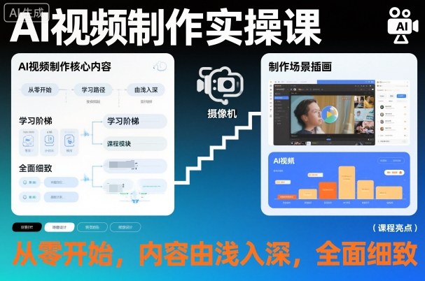 AI视频制作实操课，从零开始，内容由浅入深，全面细致-阿权资源社
