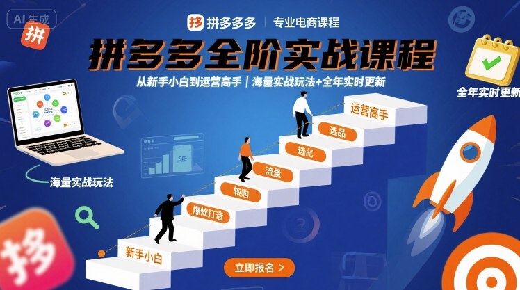 拼多多全阶实战课程，从新手小白到运营高手，海量实战玩法+全年实时更新【2025年10月更新】-阿权资源社