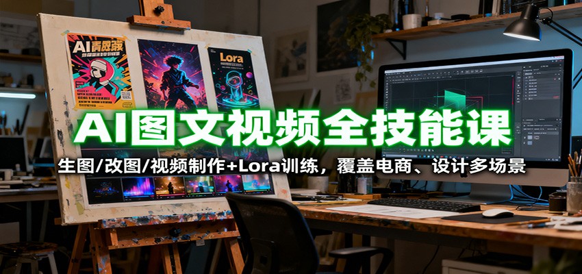 AI图文视频全技能课：生图/改图/视频制作+Lora训练，覆盖电商 、设计多场景-阿权资源社