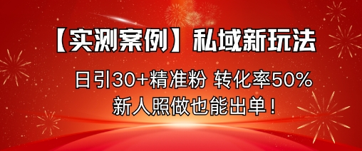 【实测案例】私域新玩法，日引30+精准粉，转化率50%，新人照做也能出单！-阿权资源社