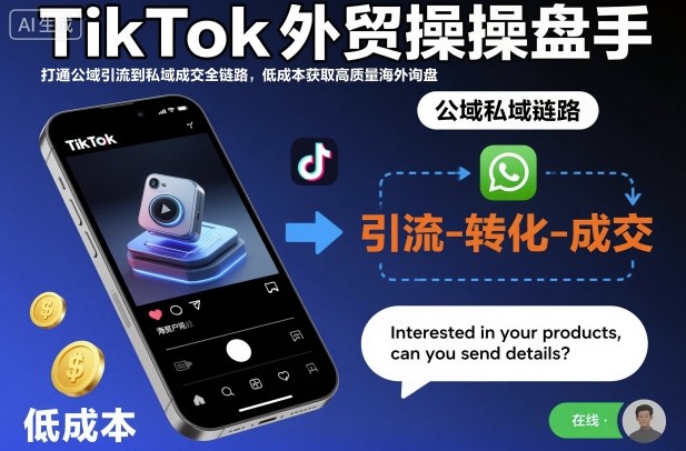 TikTok外贸操盘手，打通公域引流到私域成交全链路，低成本获取高质量海外询盘-阿权资源社