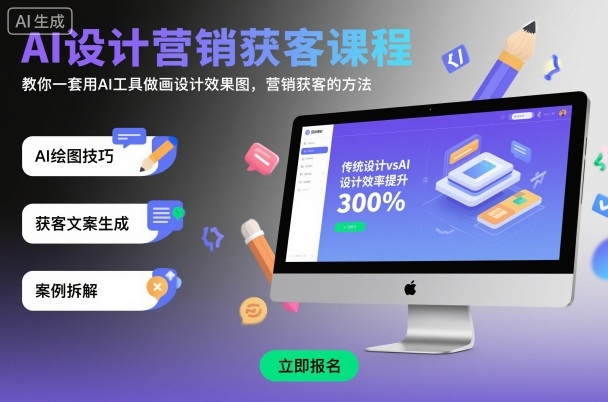 AI设计营销获客课程，教你一套用AI工具做画设计效果图，营销获客的方法-阿权资源社