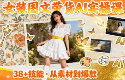 女装图文带货的AI实操课，覆盖38个实用技能，快速提升素材制作效率-阿权资源社