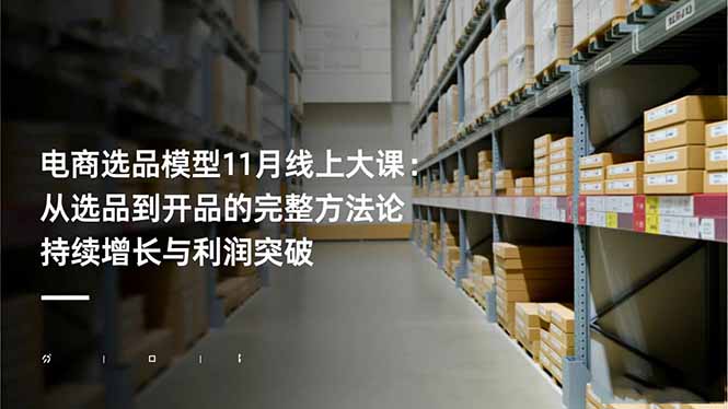 电商选品模型11月线上大课：从选品到开品的完整方法论 持续增长与利润突破-阿权资源社
