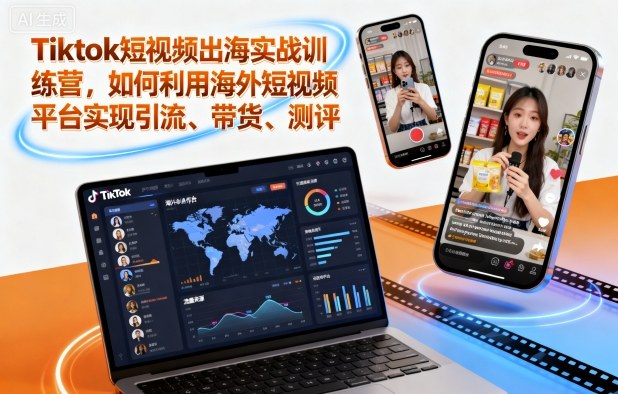Tiktok短视频出海实战训练营，如何利用海外短视频平台实现引流、带货、测评-阿权资源社
