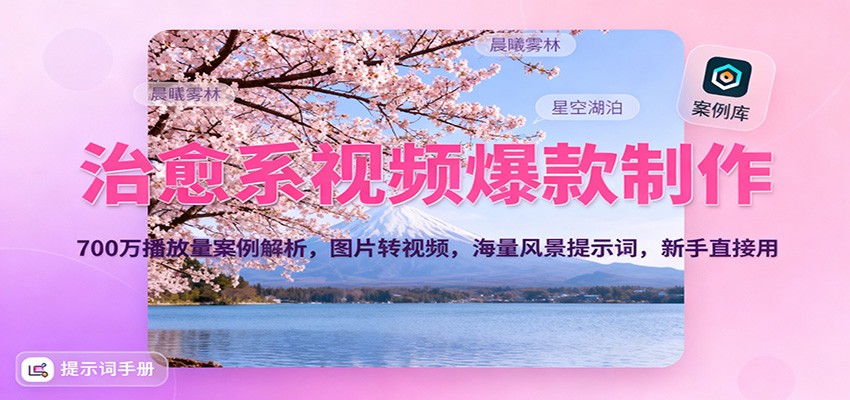 治愈系视频爆款制作，700万播放量案例解析，图片转视频，海量风景提示词，新手直接用-阿权资源社