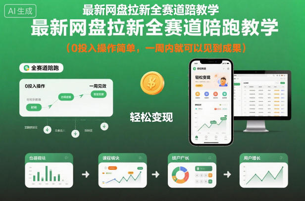 最新网盘拉新全赛道陪跑教学，0投入操作简单，一周内就可以见到成果-阿权资源社