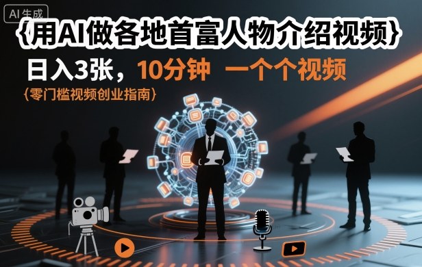 用AI做各地首富人物介绍视频，日入3张，10分钟一个视频-阿权资源社