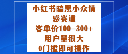 小红书暗黑小众情感赛道，客单价100-300+用户量很大，0门槛即可操作-阿权资源社