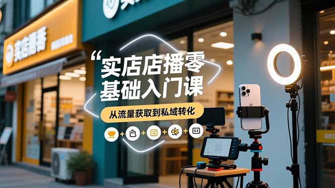 实体店播零基础入门课，实体店+短视频+直播+微信生态+私域社群，从流量获取到私域转化-阿权资源社