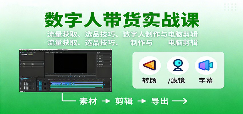 数字人变现实战课：流量获取、选品技巧、数字人制作与电脑剪辑-阿权资源社