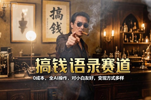 搞钱语录赛道，0成本，全AI操作，对小白友好，变现方式多样-阿权资源社