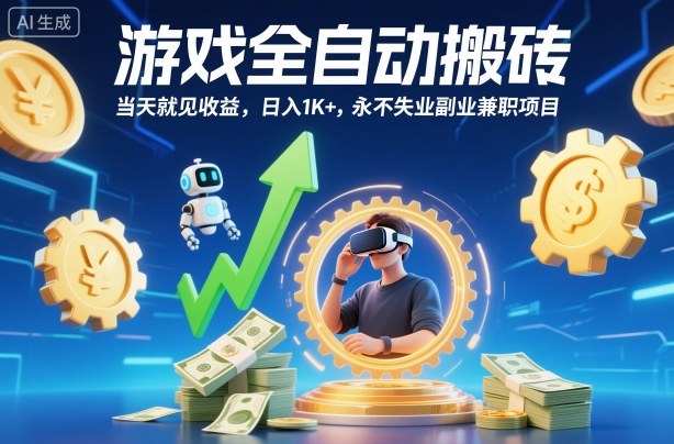 游戏全自动搬砖，当天就见收益，日入1K+，永不失业副业兼职项目【揭秘】-阿权资源社
