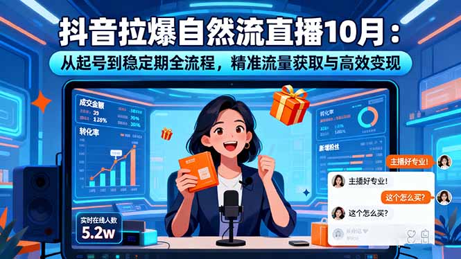 抖音拉爆自然流直播10月：从起号到稳定期全流程，精准流量获取与高效变现-阿权资源社