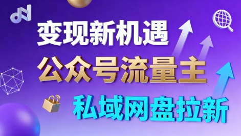 公众号流量主+私域网盘拉新，多方式变现，简单易上手，当天就有收益-阿权资源社