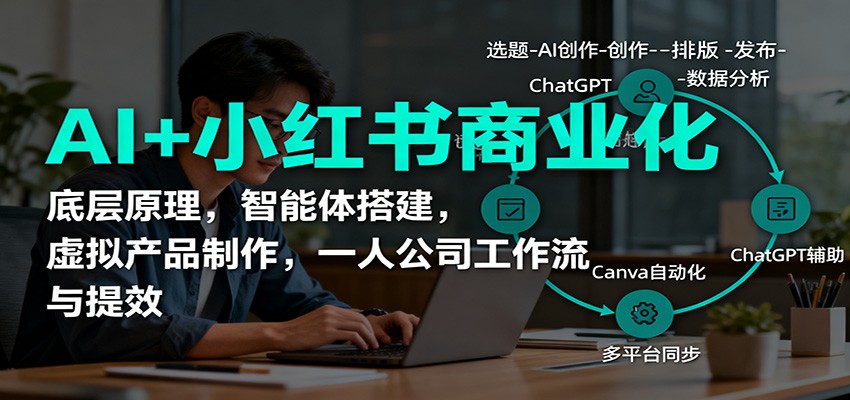 AI+小红书商业化，底层原理，智能体搭建，虚拟产品制作，一人公司工作流与提效-阿权资源社