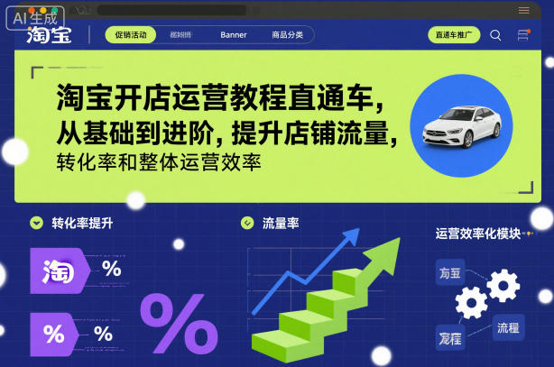 淘宝开店运营教程直通车，从基础到进阶，提升店铺流量，转化率和整体运营效率(更新11月)-阿权资源社