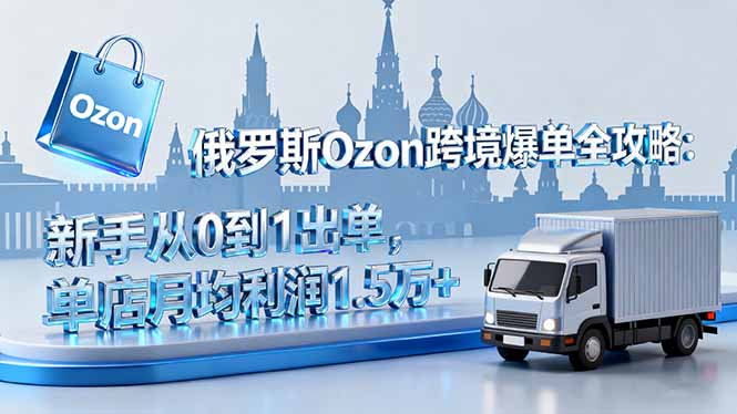 俄罗斯Ozon跨境爆单全攻略：新手从0到1出单，单店月均利润1.5万+-阿权资源社
