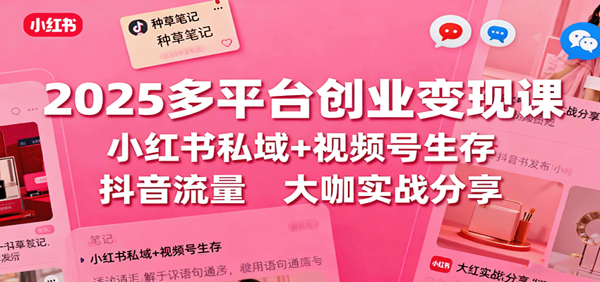 2025多平台创业变现课：小红书私域+视频号生存+抖音流量，大咖实战分享-阿权资源社