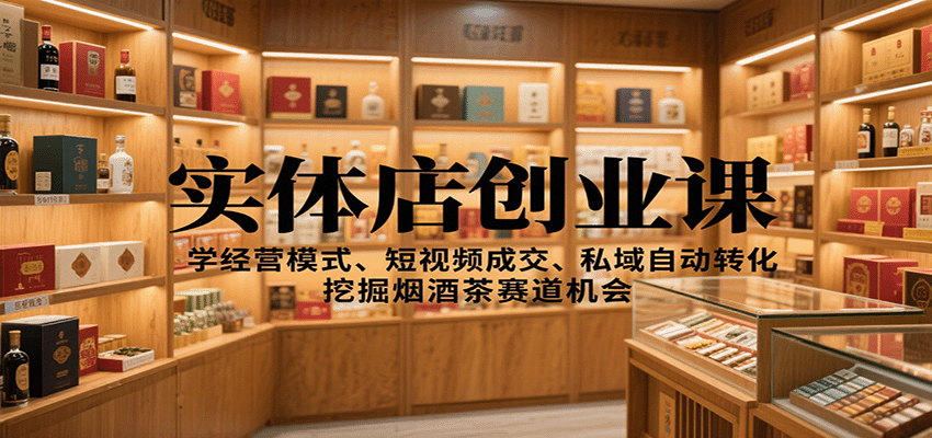 实体店创业课：学经营模式、短视频成交、私域自动转化，挖掘烟酒茶赛道机会-阿权资源社
