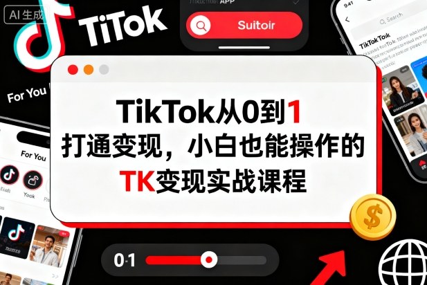 TikTok从0到1打通变现，小白也能操作的TK变现实战课程-阿权资源社