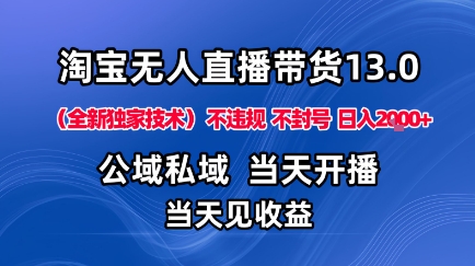 淘宝无人直播13.0，公域私域技术，不封号，不违规布局下半年旺季赛道，日入1K+(独家技术)【揭秘】-阿权资源社