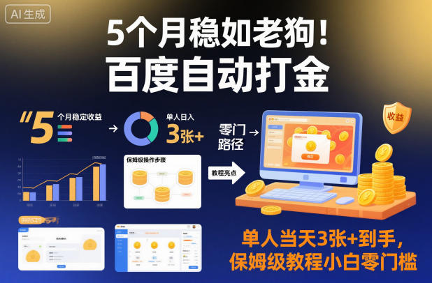 5个月稳如老狗！百度自动打金，单人当天3张+到手，保姆级教程小白零门槛【揭秘】-阿权资源社