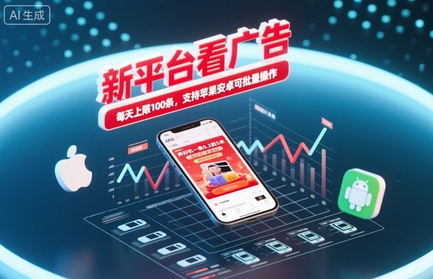 新平台看广告，养好机一条0.3到5米，每天上限100条，支持苹果安卓可批量操作-阿权资源社
